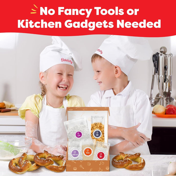 Pretzel Making Kit - Real Cooking Set for Kids Ages 5-12+ with Recipe and Ingredients - Kids Baking Set for Girls & Boys - Great Gift for Family Bonding
