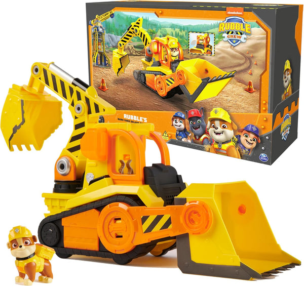 , Bark Yard Deluxe Bulldozer Construction Truck Toy with Lights, Sounds & Rubble Action Figure, Kids Toys for Boys & Girls Ages 3+