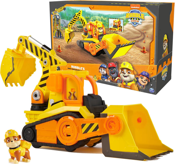 , Bark Yard Deluxe Bulldozer Construction Truck Toy with Lights, Sounds & Rubble Action Figure, Kids Toys for Boys & Girls Ages 3+
