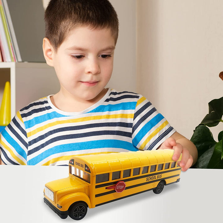 Yellow School Bus Toy for Kids - 8.5 Inch Pull Back Car with Cool Opening Doors and Rubber Tires - Durable Diecast School Bus - Best Birthday Gift for Boys and Girls