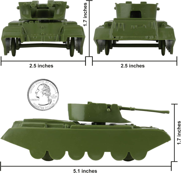 BMC Classic Payton Anti-Aircraft Tanks - 4Pc OD Green Plastic Army Men Vehicles