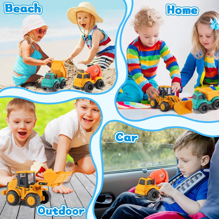 Toddler Toys for Ages 2-4, Kids Toys for 1 2 3 Year Old Boy Girls,Dump Truck Cement Mixer Excavator Toy Cars Set, BPA Free, Phthalates Free, PVC, Outdoor Toddler Boy Toys Birthday
