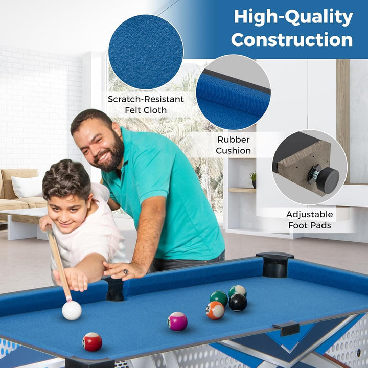 6 in 1 Multi Game Table, Combo Game Table W/Basketball, Billiards, Ping Pong, Hockey, Shuffleboard, Bowling for Home, Game Room, Friends & Family, Combination Game Table Set for Adults Kids