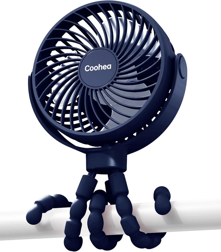 Stroller Fan Clip on for Baby, 4000Mah Rechargeable Battery Operated, Flexible Tripod, 3 Wind Speed, 360° Rotatable, Small Portable Fan for Car Seat Crib Backseat Beach Travel Camping, Pink