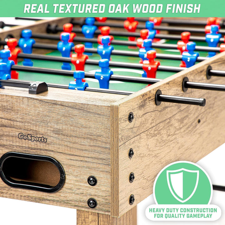 48 Inch Game Room Size Foosball Table - Black, Oak, or White - Includes 4 Balls and 2 Cup Holders