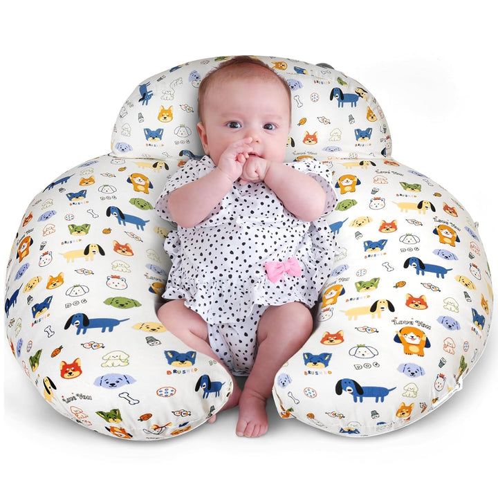 Nursing Pillow, Breastfeeding Pillows, with Removable Pillow Cover, Ergonomic Nursing Essentials for Bottle Feeding, Machine Washable, Pink