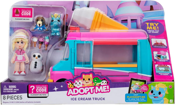 Adopt Me! Ice Cream Truck - Transforming Vehicle with Lights and Sounds - Top Online Game - Exclusive Virtual Item Code Included - Ages 6+