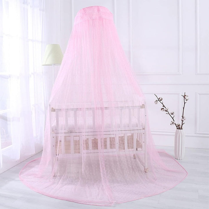 Baby Infant Toddler Bed Dome Cots Mosquito Netting Hanging Bed Net Mosquito Bar Frame Palace-Style Crib Bedding Set (Pink Mosquito Netting Only, without Stand)