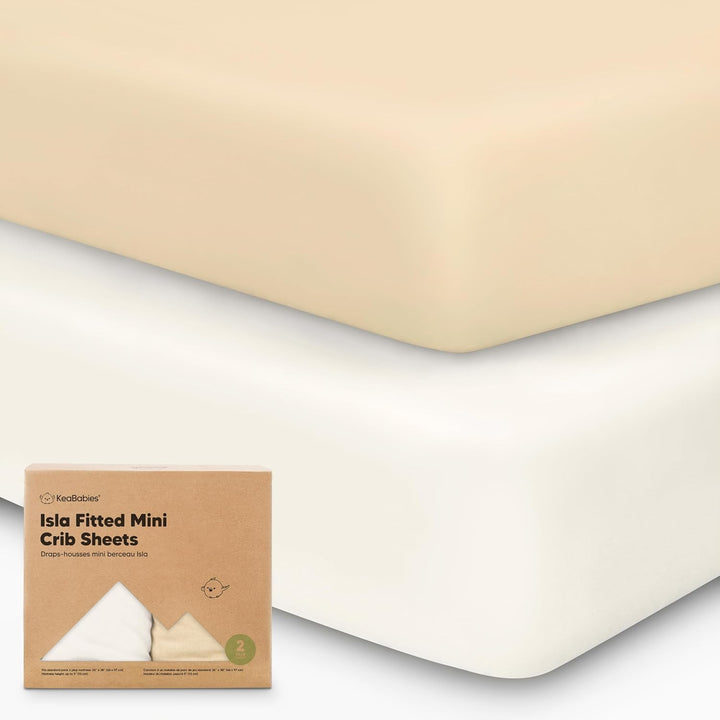 Pack and Play Sheets Fitted - 2-Pack Mini Crib Sheets for Pack N Play Mattress 38X26, Soft & Cozy, Neutral Toddler Playard Bedding, Snug Fitted Mini Baby Crib Mattress Cover Boy, Girl (Butterflies)