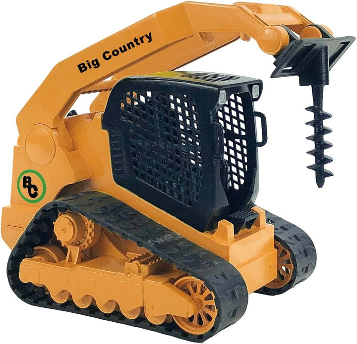 - Track Skid Steer - 1:20 Scale - Construction Toys - Auger - Bucket - Hay Fork - Attachments - Flatbed Trailer -Plastic…
