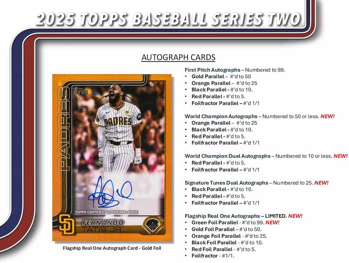 2025  Series 2 Baseball Trading Card Blaster Box (Look for Retail Exclusive Holo Base Card Parallels)