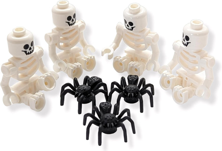 Accessories - Spooky Halloween Skeleton Minifigures (Pack of 4) with Extra Spiders