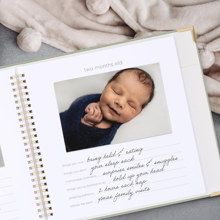 Keepsake Baby Memory Book for Boys and Girls – Timeless First 5 Year Baby Book with Photoslots – Cute Journal Scrapbook or Photo Album - Record a Milestone for Every Event from Birth to Age 5