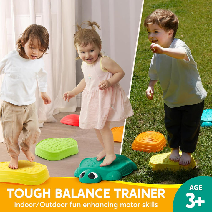 5 Pcs Turtle Balance Stepping Stones, Kids Turtle Path Jumping Stones, Toddler Obstacle Course Coordination Game Toys Indoor or Outdoor Play for Kids Aged 3+