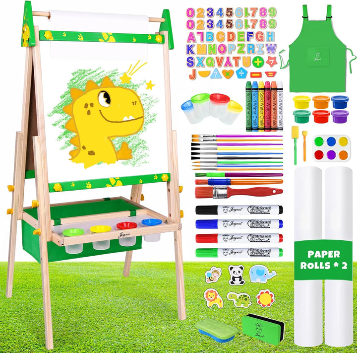 Art Easel for Kids Easel for Toddlers,Adjustable Standing Wooden Toddler Easels Kid Whiteboard & Chalk Board Dry Erase Board,Art Easel for Kids Age 2-4 4-8 9-12 Drawing Easels