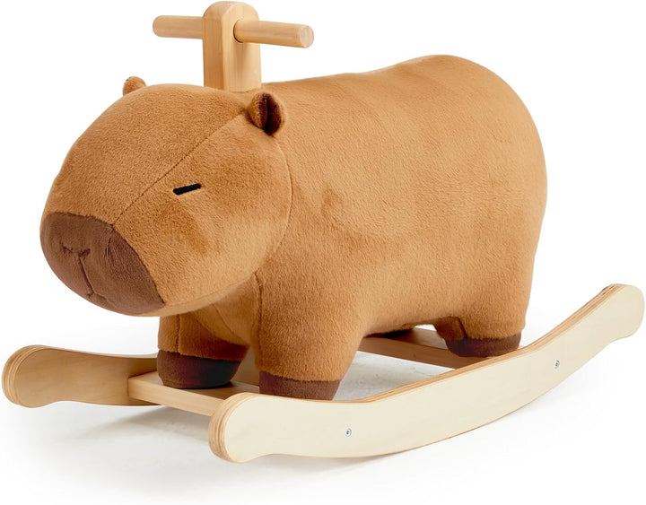 Baby Rocking Horse for 1 Year Old,Wooden Cow/Yak Horse Rocking with Wicker Plush Wooden Ride on Toy for 2 Years Old Girl&Boy Nursery Birthday Gift