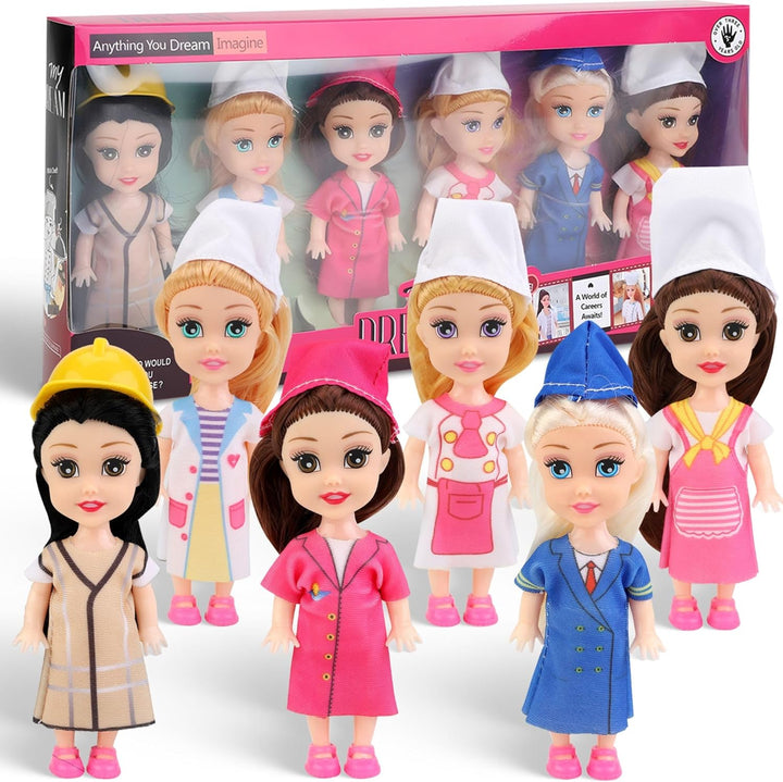Little Royal Princess Toddler Dolls with Dresses, Girls Imaginative Pretend Play Small Dolls Party Favors Collection (Princess)