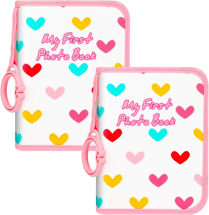 Baby Photo Book Holds 21 4X6 Photos, My First Photo Album for Baby or Toddler, "Love" Baby Photo Book Soft No Hard Edges, Cute Book Gift for Baby Shower Newborns Family Photos (Pink)