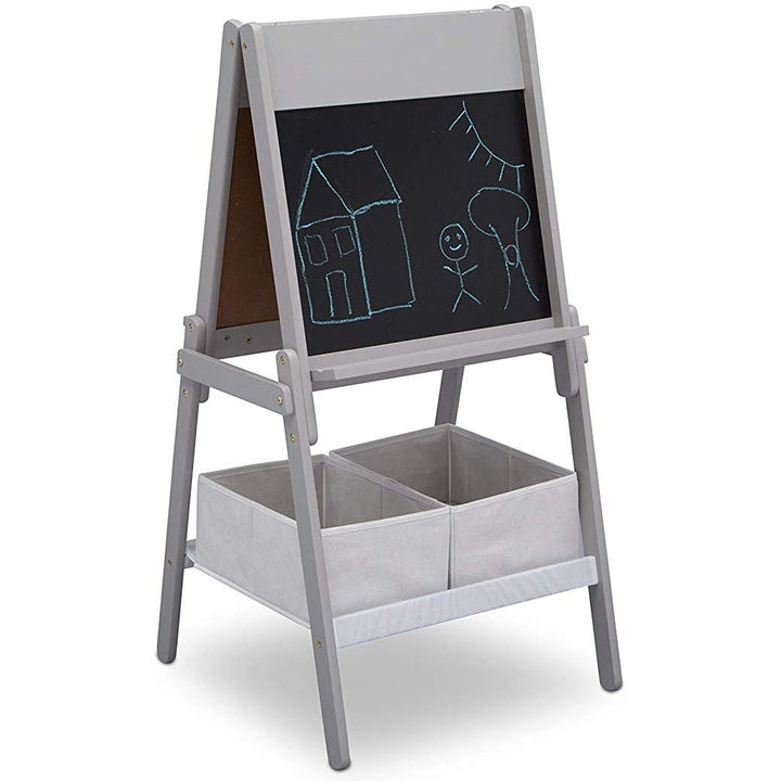 Mysize Kids Double-Sided Storage Easel -Ideal for Arts & Crafts, Drawing, Homeschooling and More - Greenguard Gold Certified, Grey