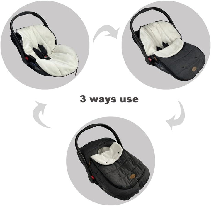 Car Seat Cover+Carseat Bunting Bag Intergrated into 1,Waterproof Anti-Cold Winter Bassinet Stroller Car Seat Sleeping Bag for Infant,0-12M