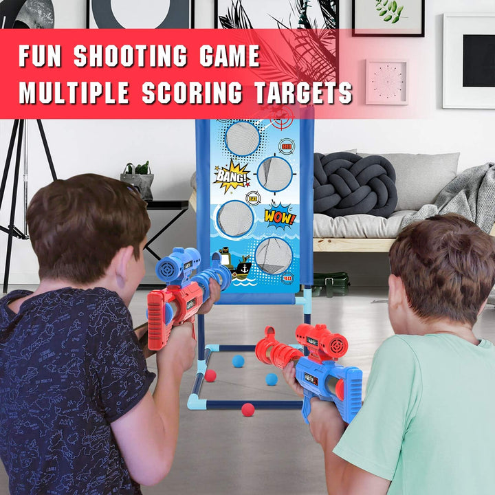 Shooting Game Toy for Age 6, 7, 8,9,10+ Years Old Kids, Boys - 2Pk Air Guns & Shooting Target & 24 Foam Balls - Ideal Gift - Compatible with Toy Guns
