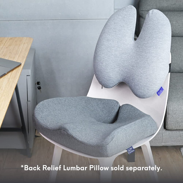 Patented Pressure Relief Seat Cushion for Long Sitting Hours on Office & Home Chair - Extra-Dense Memory Foam for Soft Support. Car Pad for Hip, Tailbone, Coccyx, Sciatica - Black