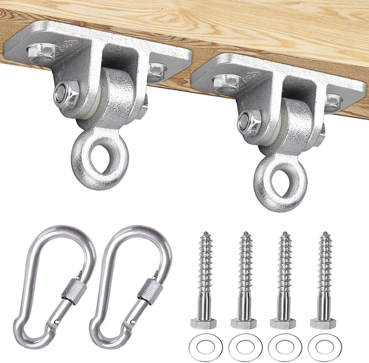 2400 Lb Capacity Heavy Duty Swing Hangers for Wooden Sets Playground Porch Indoor Outdoor & Hanging Snap Hooks Black of 2
