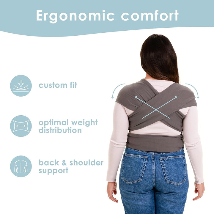 Stretchy Ergonomic Baby Carrier Sling for Newborns to Toddlers - Hands-Free Lightweight Baby Wrap 7-35 Lbs (Dark Grey)