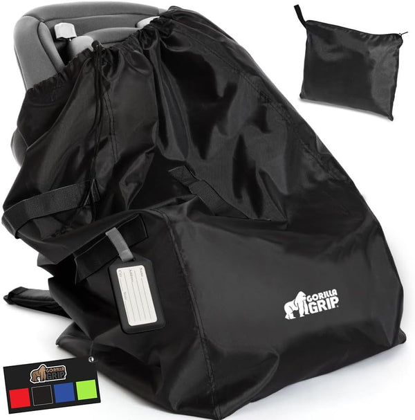 Car Seat Travel Bag for Airplane Gate Check, Easy Carry Padded Backpack Bags Cover Carseats, Infant Baby Carriers and Toddler Booster Seats for Airport, Child Air Travels Essential, Black