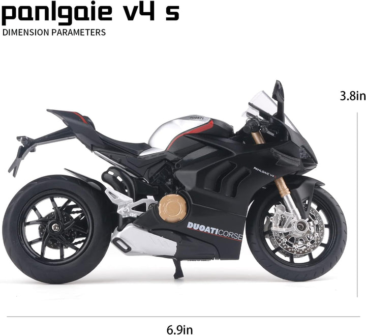 Die Cast Motorcycle Model for Ducati V4, Realistic Motorcycle Model, 1:12 Scale Kids Moto Toy or Collection, Boyfriend,Young Peoples Gift(Black)