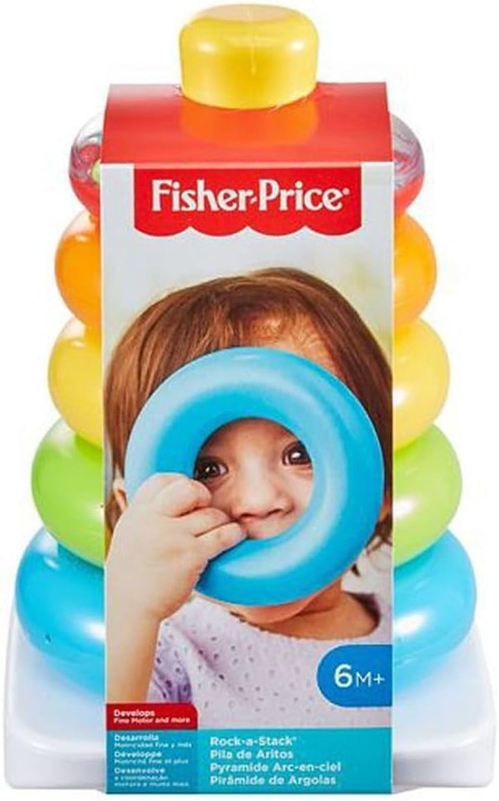 Baby Stacking Toy Rock-A-Stack, Roly-Poly Base with 5 Colorful Rings for Ages 6+ Months