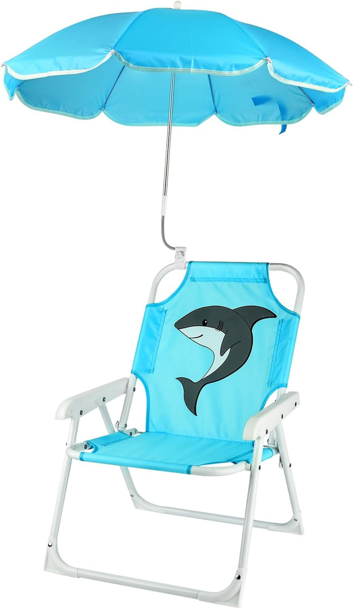 Kids Beach Chair with Umbrella Folding Lawn and Camping Chair with Summer Shade for Beach, Pool, Travel and Outdoor (For 1-5 Years Old)