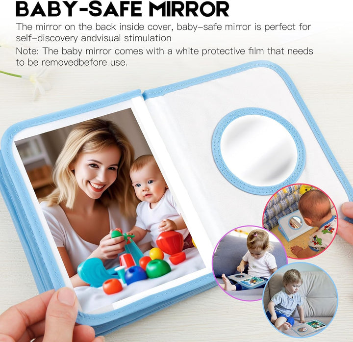 Baby'S My First Photo Album for Baby Holds 21 4X6 Photos, Baby Photo Album Soft Cloth Family Book, My First Family Album for 4X6 Baby Shower Kids Toddlers Family Pictures, Toddler Photo Album (Blue)