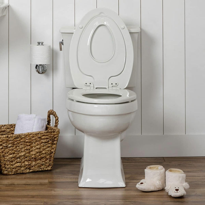 Nextstep2 Toilet Seat with Toddler Potty Training Seat Built-In, Slow Close, Easy Clean, Magnetic Removable Kids Seat, Made in USA, ROUND, White