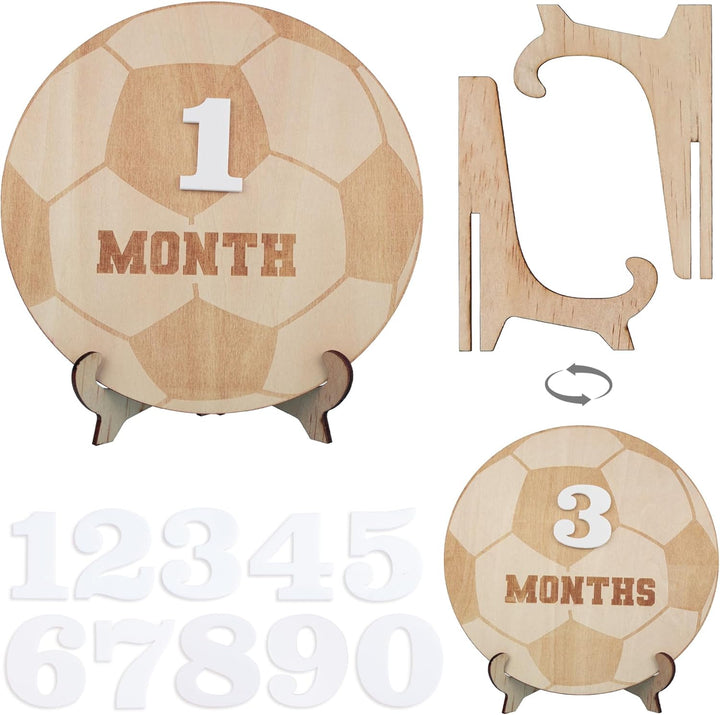 Wooden 3D Baby Monthly Milestone Cards Monthly Milestone Discs Newborn Photography Props Baby Announcement Sign Baby (BBL1)