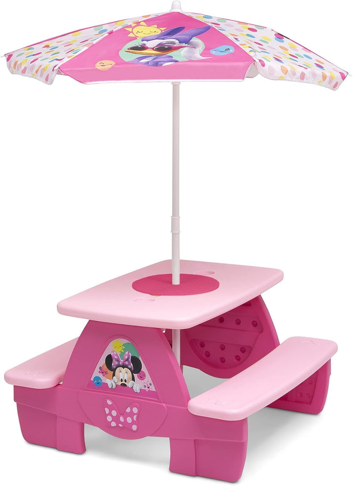 4 Seat Activity Picnic Table with Umbrella and Lego Compatible Tabletop, PAW Patrol