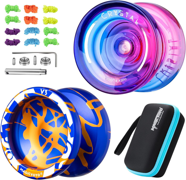 V3 Yoyo for Kids 8-12 or Above, Responsive Yoyo Professional with Dual Function, Professional Trick Yo Yo for Adults with 12 Yo-Yo Strings, KK Bearing, Bearing Puller, Axle,Case Bag -Black
