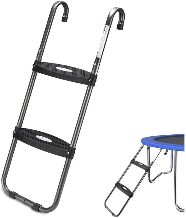 Trampoline Ladder with Horizontal and Wide Steps, Universal Hook, UV Treated Steel, 220 Lbs Capacity Trampoline Accessories for Children Kids