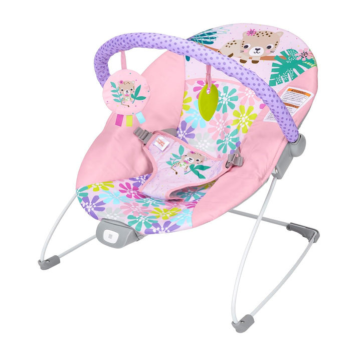 Baby Bouncer Soothing Vibrations Infant Seat - Removable -Toy Bar, Nonslip Feet, 0-6 Months up to 20 Lbs (Safari Fun)