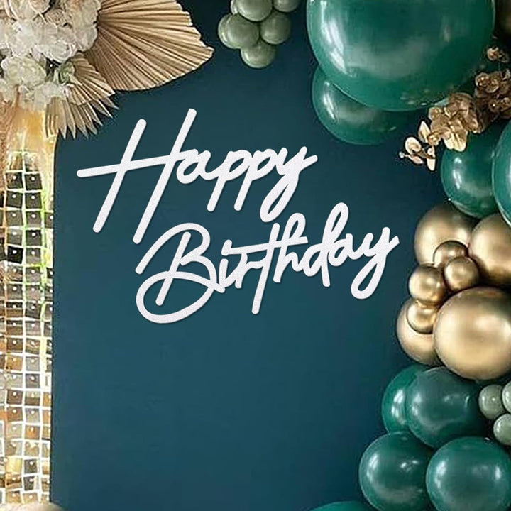 Happy Birthday Sign for Backdrop - Glitter Felt Happy Birthday Letter Sign for Balloon Arch Birthday Party Balloon Arch Backdrop Decorations for Birthday Party Baby Shower - Gold