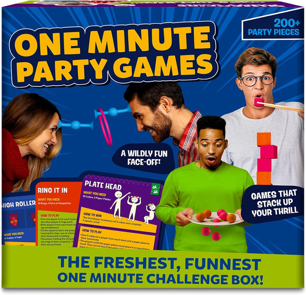 One Minute Party Games - 200+ Pieces, Fast-Paced & Hilarious Group Games for Kids, Teens & Adults, Fun for Game Nights, Birthdays, Family Gatherings, Indoor or Outdoor Play