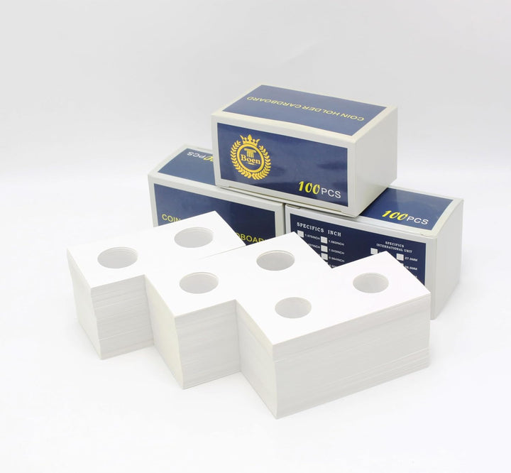 300PCS Coin Flips in 6 Sizes Cardboard Coin Holders for Colletors 2X2 Inch Coin Cardboard Coin Flips for Coin Collection (Coin Flips 6-300)