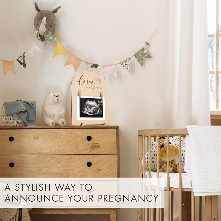 Cute Wooden Ultrasound Picture Frame - Beautiful Double Sided Sign for the Announcement of Your Pregnancy or Baby'S Birth - Nursery Decor Sonogram Photo Frame & Pregnancy Gift for First Time Moms
