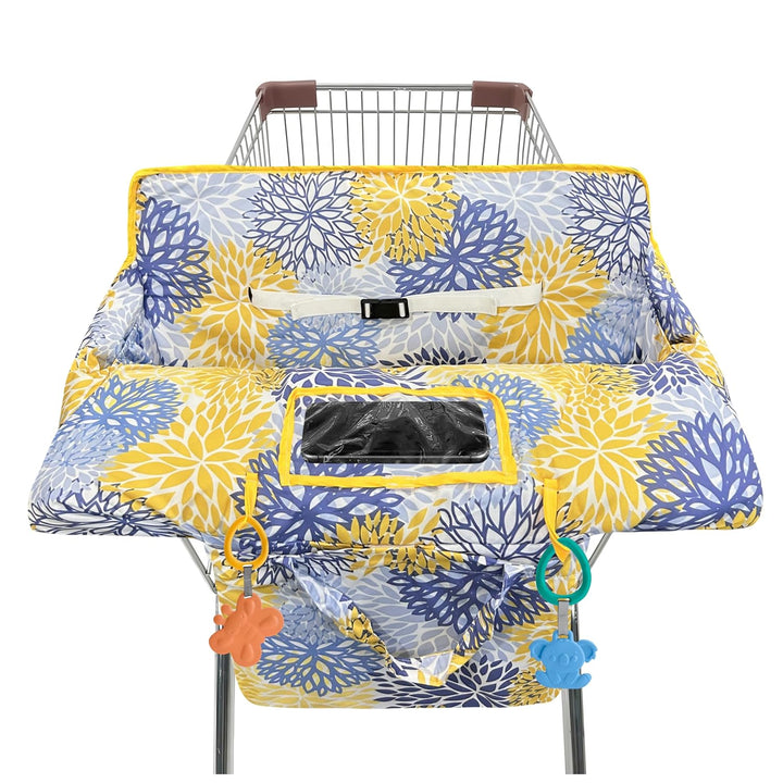 Shopping Cart Cover for Baby,2-In-1 High Chair Cover Soft,Portable, and Machine Washable,Comfortable Cotton Seat Pad with Safety Harness and Portable Cloth Bag,Fits All Supermarkets and Restaurants