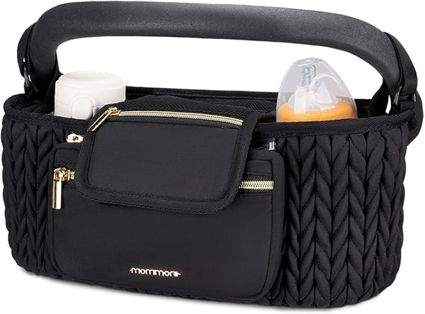Stroller Organizer with Insulated Cup Holders, Adjustable Stroller Caddy with Detachable Phone Bag, Stroller Accessories Fits for Uppababy, Doona, Jogger, Britax, Mompush, Bob