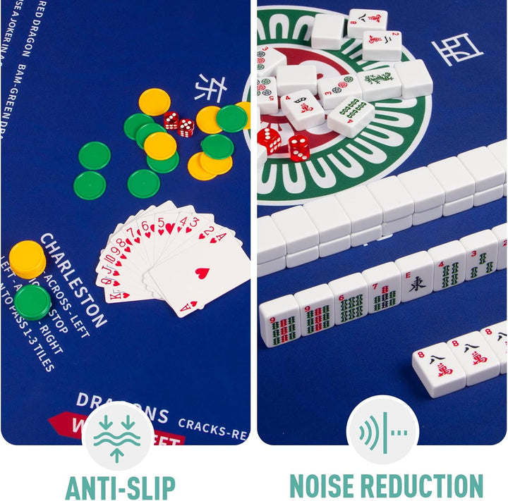 Mahjong Mat, 32.4×32.4 Inch Noise Reduction Anti-Slip Mahjong Mat for Table, Mahjong Table Mat for Poker, Card, Board Games Table Mat, Tile Games, Dominoes