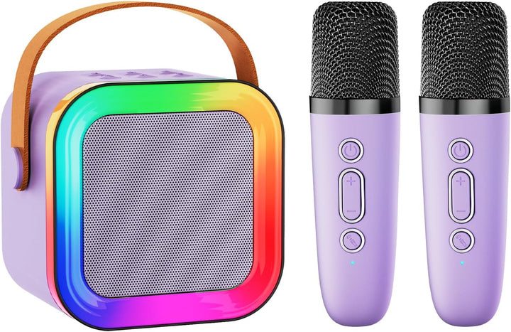Mini Karaoke Machine Speaker for Kids Adults,Portable Bluetooth with 1-2 Wireless Microphones,Christmas Birthday Gifts Toys Girls Boys Ages 4, 5, 6,7, 8,9,10,11,12+ Years Old Toddler (Purple - 1 Mic)