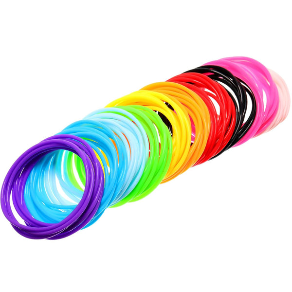 100 Pcs 80S Multicolor Silicone Jelly Rubber Bracelets Hair Ties Women, Mixed Style, Random Color
