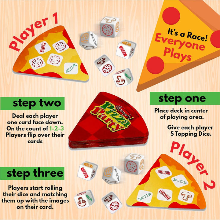 , Pizza Party Dice Game, Dice Game for Kids and Families, Ages 6+