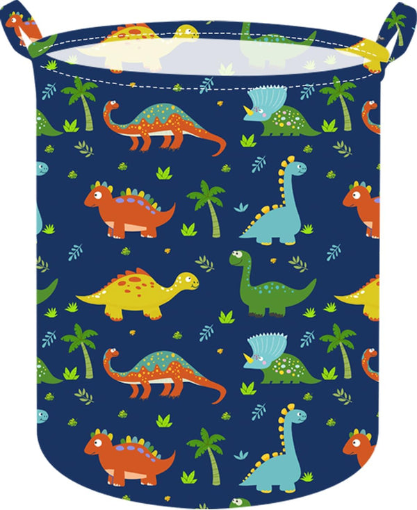 19.7 Inch Dinosaur round Kids Laundry Clothes Hamper Dino Laundry Basket with Handles,Baby Toys Storage Organizer Bins Laundry Gift Basket for Boys and Girls Room, Bedroom Decor